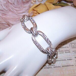 JUDITH RIPKA Sterling Silver Cubic Zirconia CZ Link Bracelet - 7.25" Wearable